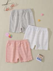 小女童3入組木耳邊騎行褲