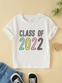 小女童字母圖案T恤 - 白色 - 查看 1