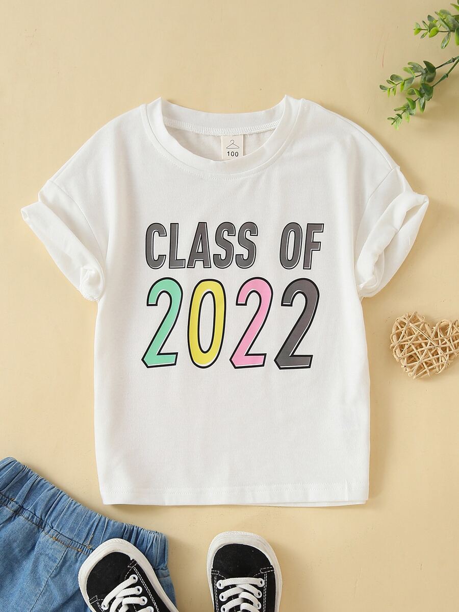 小女童字母圖案T恤 - 白色 - 查看 1