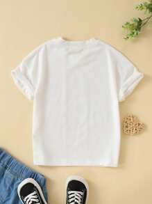 小女童字母圖案T恤 - 白色 - 查看 2