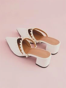 Giày cao gót Nữ Ngọc trai màu trơn Đúng mốt - trắng - Xem 3