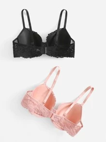 2 paquetes Sujetador con aros de encaje floral de talla grande - Multicolor - Ver 2