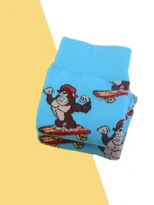 Hombres Calcetines de tripulación animal de dibujos animados con estampado - Multicolor - Ver 4