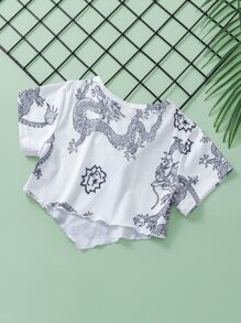 Tops con gái Bất đối xứng Xù nhỏ Thú vật Giải trí - trắng - Xem 2