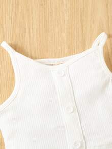 嬰兒吊帶上衣和條紋圖案紙袋腰附腰帶短褲 - 藍白色 - 查看 3