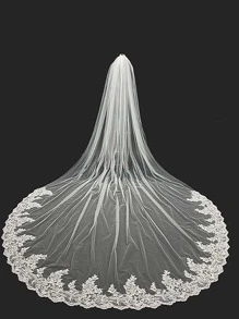 1 件 3 米长新娘婚纱头纱，乡村风格，带金属梳，适合婚礼、派对、万圣节、情人节秋季女士服装 - 米色 - 查看 1