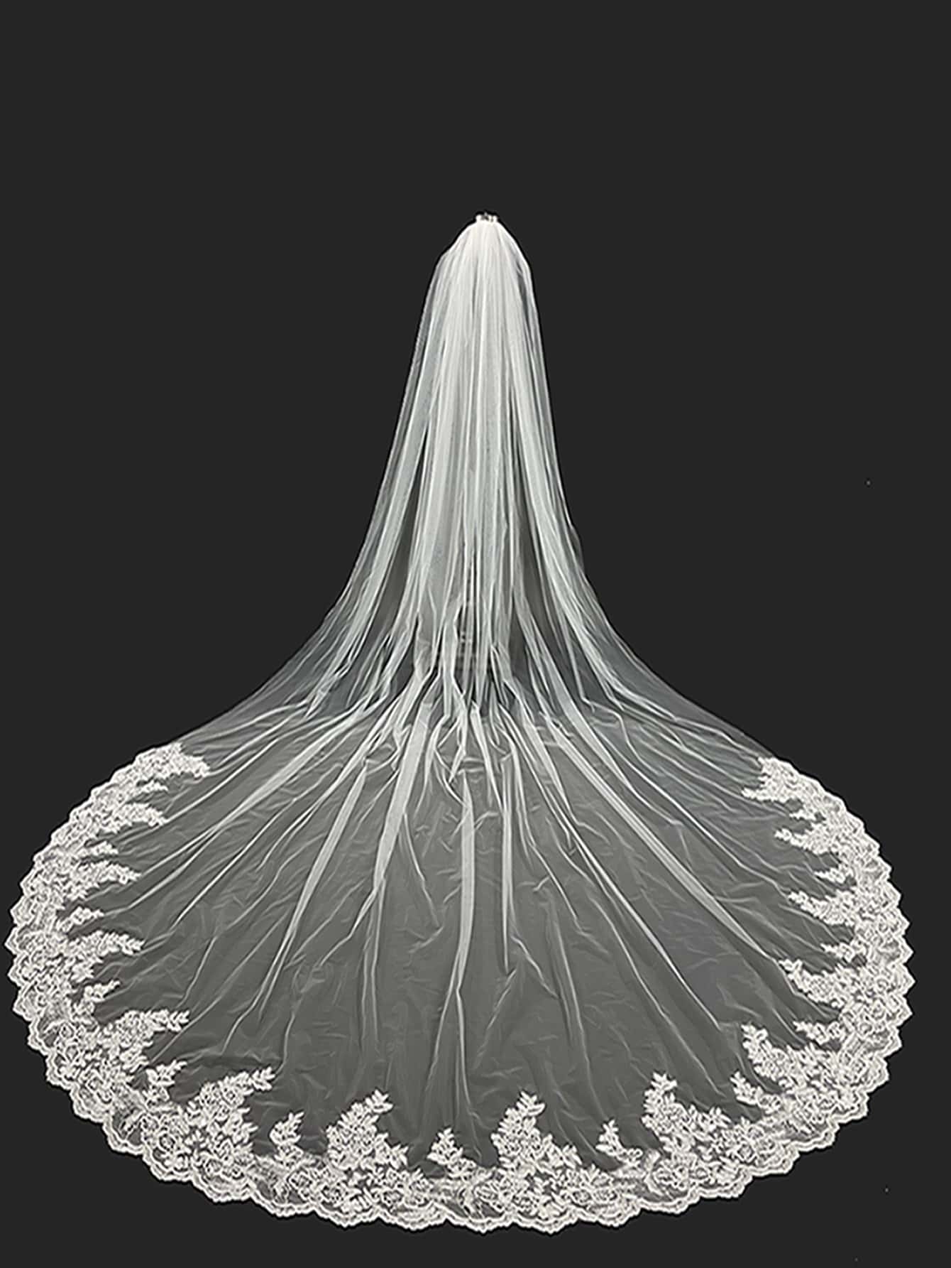 1 件 3 米长新娘婚纱头纱，乡村风格，带金属梳，适合婚礼、派对、万圣节、情人节秋季女士服装 - 米色 - 查看 1