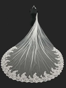 1 件 3 米长新娘婚纱头纱，乡村风格，带金属梳，适合婚礼、派对、万圣节、情人节秋季女士服装 - 米色 - 查看 2