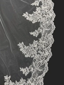 1 件 3 米长新娘婚纱头纱，乡村风格，带金属梳，适合婚礼、派对、万圣节、情人节秋季女士服装 - 米色 - 查看 3