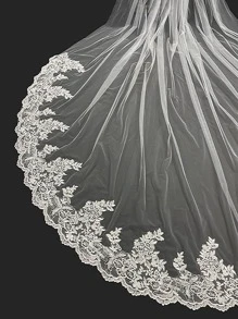 1 件 3 米长新娘婚纱头纱，乡村风格，带金属梳，适合婚礼、派对、万圣节、情人节秋季女士服装 - 米色 - 查看 4