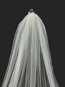 1 件 3 米长新娘婚纱头纱，乡村风格，带金属梳，适合婚礼、派对、万圣节、情人节秋季女士服装 - 米色 - 查看 5