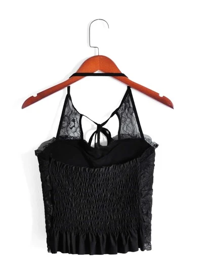 Honeyspot ソリッド レースオーバーレイ シール クロールホルタートップ