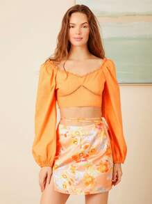 SHEIN VCAY Bộ đồ hai mảnh nữ Thắt nút Chia Dây kéo Dải chun Hoa Boho - Nhiều màu - Xem 1