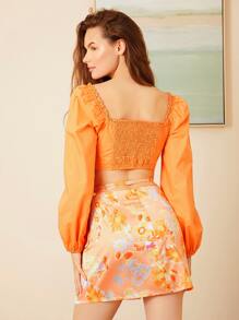 SHEIN VCAY Bộ đồ hai mảnh nữ Thắt nút Chia Dây kéo Dải chun Hoa Boho - Nhiều màu - Xem 2