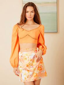 SHEIN VCAY Bộ đồ hai mảnh nữ Thắt nút Chia Dây kéo Dải chun Hoa Boho - Nhiều màu - Xem 6