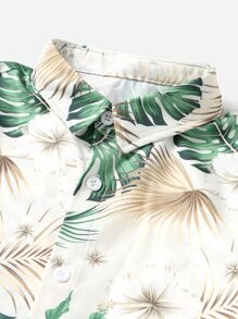 SHEIN 男孩熱帶圖案上衣和短褲套裝 - 彩色 - 查看 3