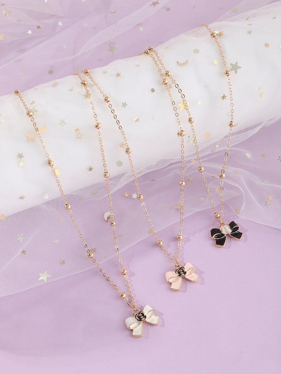 3入組兒童蝴蝶結項鍊