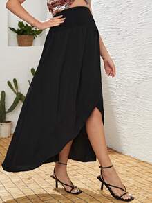 SHEIN 孕婦寬腰帶裹身裙 - 黑色 - 查看 5