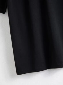 INAWLY Solid Drop Shoulder Tee - Black - View 5