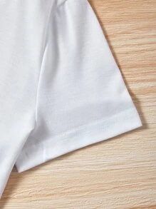 SHEIN Niñas Shorts con camiseta con estampado de mariposa - Multicolor - Ver 5