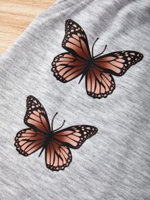 SHEIN Niñas Shorts con camiseta con estampado de mariposa - Multicolor - Ver 8