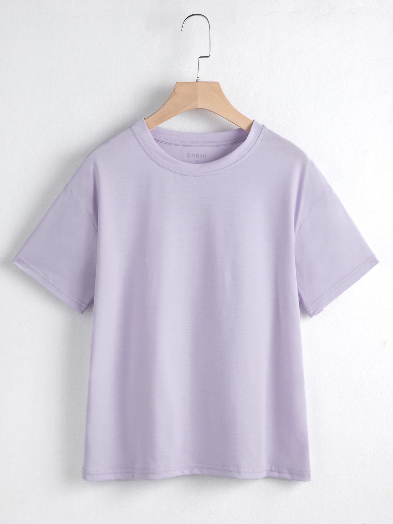 SHEIN EZwear Áo thun nữ màu trơn Giải trí - Màu Lilac Tím - Xem 1