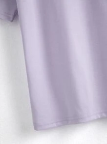 SHEIN EZwear Áo thun nữ màu trơn Giải trí - Màu Lilac Tím - Xem 3
