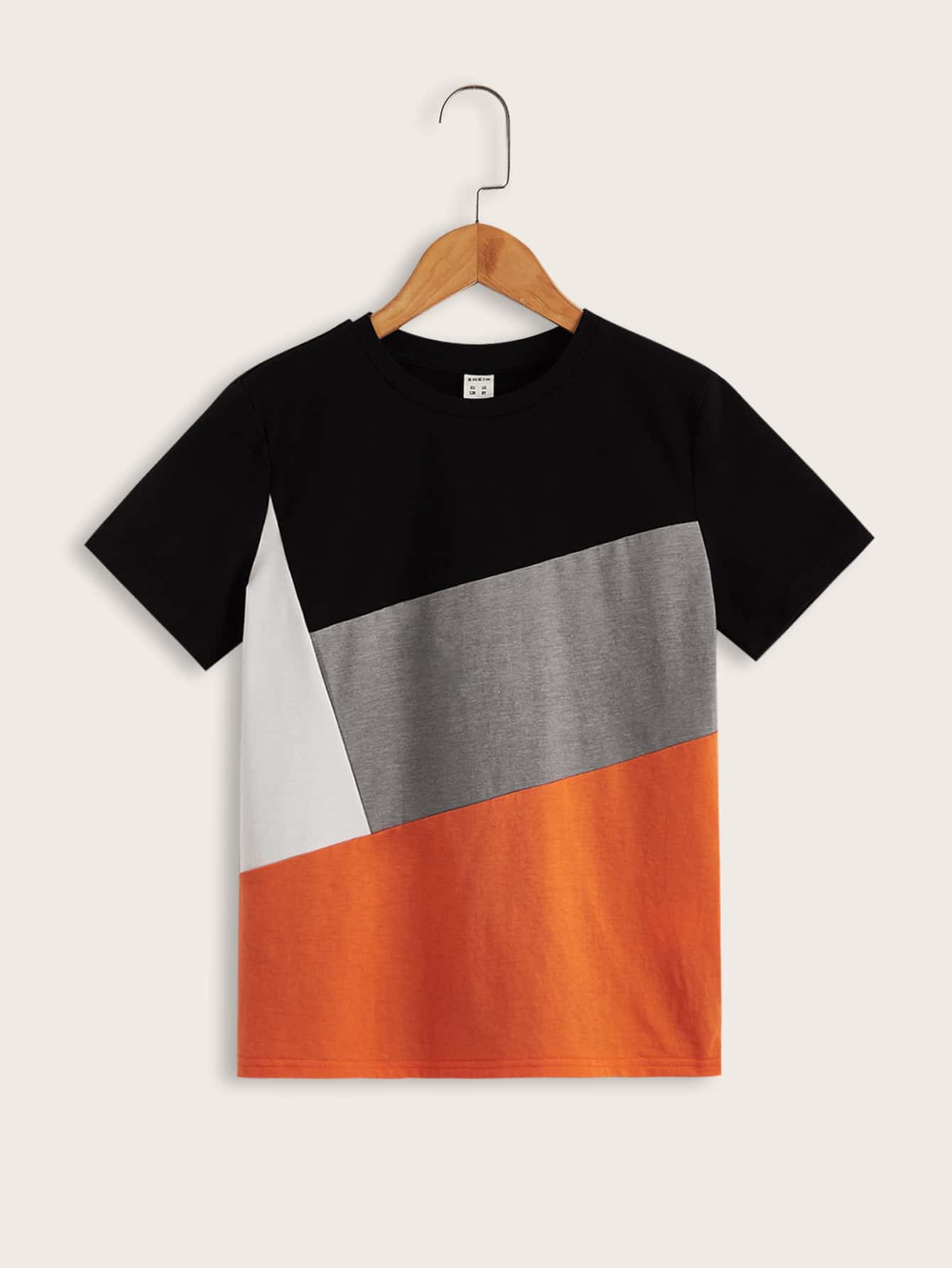 SHEIN 青少年男童剪裁拼接圓領t恤 - 彩色 - 查看 1