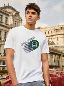 Hombres Camiseta con estampado de letra