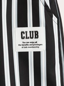 SHEIN 男孩條紋印花補丁細節錐形褲 - 黑與白 - 查看 4