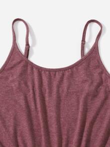 SHEIN 大碼素色吊帶睡眠連身衣 - 紅木色 - 查看 5