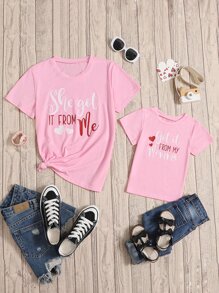 Tops con gái lớn Tim Lá thư Giải trí - Màu Hồng baby - Xem 3