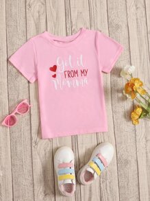 Tops con gái lớn Tim Lá thư Giải trí - Màu Hồng baby - Xem 1