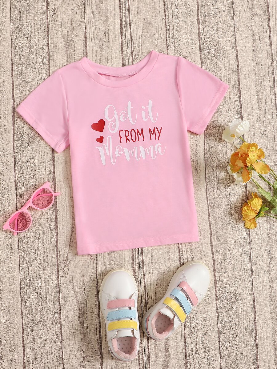Tops con gái lớn Tim Lá thư Giải trí - Màu Hồng baby - Xem 1