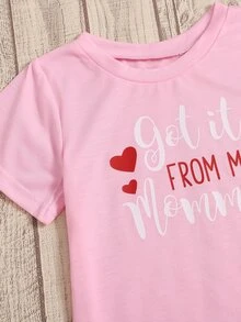 Tops con gái lớn Tim Lá thư Giải trí - Màu Hồng baby - Xem 4