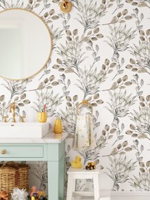 1 rollo de papel tapiz autoadhesivo con patrón de hojas de acuarela reforzado, impermeable y a prueba de humedad para decoración de pared en sala de estar y dormitorio, con estampado de arte. Disponible en tres tamaños: 11.81X47.24/11.81X118.11/11.81X196.85 pulgadas. Adhesivos decorativos de renovación, paneles de pared, papel tapiz, decoración de primavera para refrescar su hogar, adhesivos de decoración de ramas - Multicolor - Ver 1