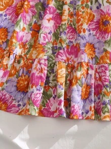 SHEIN Holidaya Bộ đồ hai mảnh nữ viền lá sen Viên lá sen Dải chun Hoa Tất cả trên in Boho - Nhiều màu - Xem 6