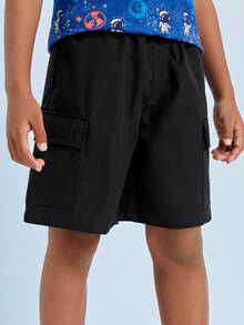 SHEIN 男孩標語和圖案印花短褲