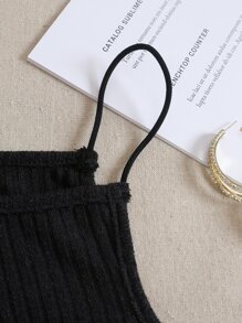 Áo hai dây Gân đan màu trơn Giải trí - màu đen - Xem 6