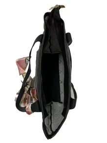 衍縫絲巾裝飾水桶包 - 黑色 - 查看 3