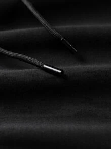 ROMWE MEN Guys Contrast Panel Drawstring Shorts - Black - View 5