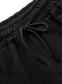 ROMWE MEN Guys Contrast Panel Drawstring Shorts - Black - View 8