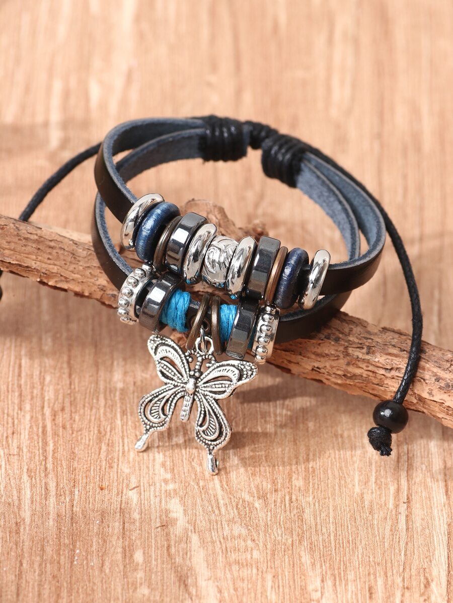 Hạt trang trí bằng bướm quyến rũ lớp vòng tay - Nhiều màu - Xem 1