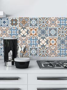 10 piezas Pegatina azulejo patrón impermeable cocina - Multicolor - Ver 1