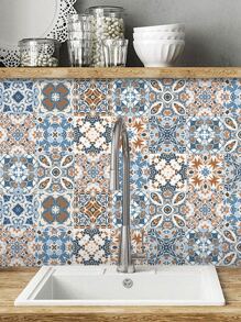 10 piezas Pegatina azulejo patrón impermeable cocina - Multicolor - Ver 3