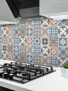 10 piezas Pegatina azulejo patrón impermeable cocina - Multicolor - Ver 7