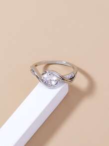 Nooxian 1 Nhẫn Micro Dát Tròn Trắng Đính Đá Cubic Zirconia, Phù Hợp Cho Phụ Nữ Đeo Hàng Ngày - Bạc - Xem 2