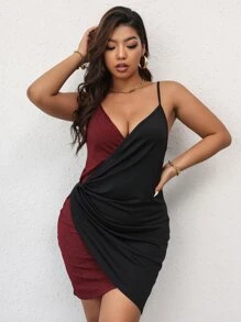 NU&NOW 大碼雙色褶邊緊身連衣裙 - 彩色 - 查看 6