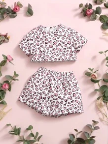 SHEIN Baby Heart Allover Print Top & Shorts - Multicolor - View 1