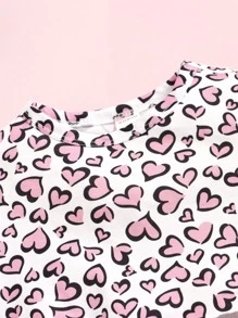 SHEIN Baby Heart Allover Print Top & Shorts - Multicolor - View 3